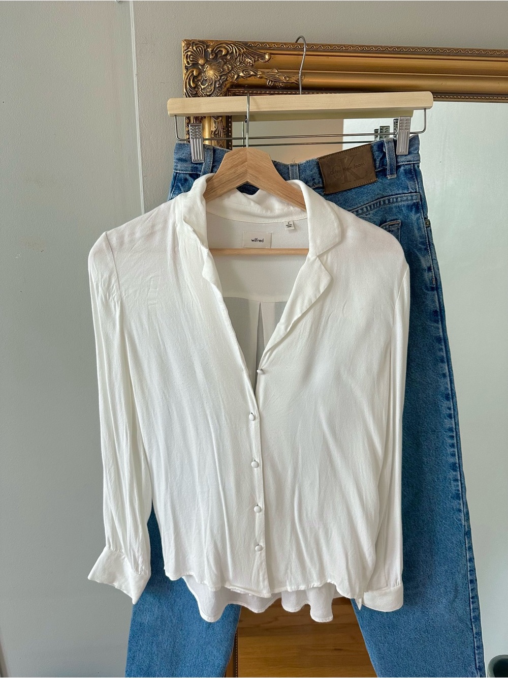 Wilfred Cream Button-Down Lightweight Shirt